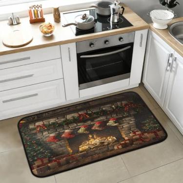 Imagem de Meias de Natal para lareira tapete de cozinha antiderrapante lavável tapete macio absorvente tapetes de boas-vindas para interior, entrada, piso, pia, banheiro, lavanderia, decoração de festival de