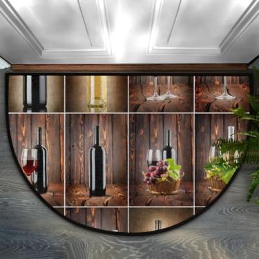 Imagem de Tapete de porta meio redondo, grade de vinho, uvas, antiderrapante, absorvente, semicírculo, tapetes laváveis, meia lua, para ambientes internos e externos, pátio, cozinha, banheiro, entrada, lareira