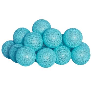 Imagem de Cordão Fio De Luz Luminária De Bolinhas Azul Bebe Led 10 Bolas 2 M à Pilha