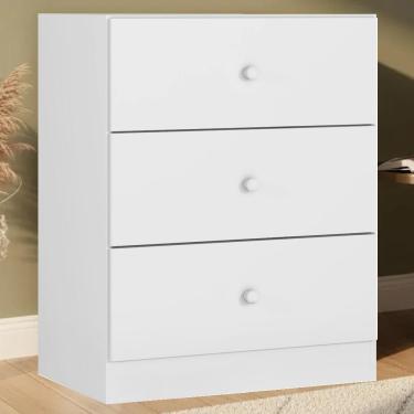 Imagem de Comoda 3 Gavetas 95 Cm Louise Branco Reajl Moveis Branco