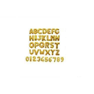 Imagem de Balão Metalizado Dourado 40cm  A - Z  0 -9 Escolha - GabiJovi, Dourado