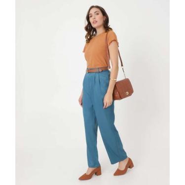 Imagem de Calça Feminina Reta Alfaiataria Marisa-21004, Azul, G