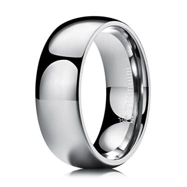 Imagem de THREE KEYS JEWELRY Aliança de casamento de titânio polido básico de prata de 2 mm, 4 mm, 6 mm, 8 mm, para homens e mulheres, ajuste confortável, simples, unissex, Metal não precioso, não conhecido