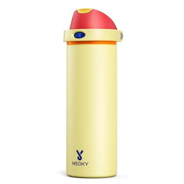 Imagem de Garrafa de água isolada de 680 g com canudo: Garrafa de água de metal de aço inoxidável Meoky com tampa de canudo - à prova de vazamento, fria por 24 horas, cabe no suporte de copo de carro, livre de