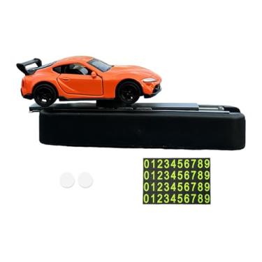 Imagem de MERIGLARE Decoração de console central de brinquedo modelo de carro 1/64 com placa de estacionamento, ornamento, fácil instalação, presente de aniversário, Laranja