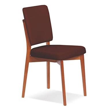 Imagem de Cadeira de Madeira Tramontina Berlim em Tauari Amêndoa sem Braços com Encosto e Assento Estofado Café