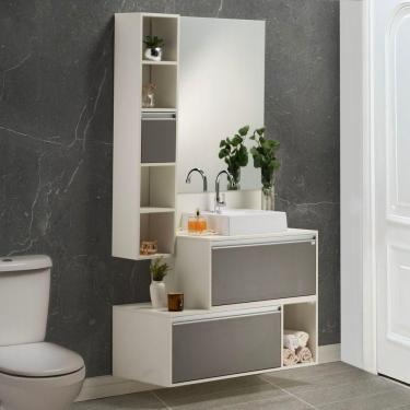 Imagem de Conjunto Gabinete E Espelheira Plena Conceito 100 Cm - Branco/Verde