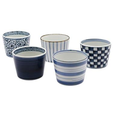 Imagem de Copo de Choko Saikai Pottery 31854 Hasami Ware de porcelana de trigo sarraceno, mudança de imagem Aigoya, caixa de cosméticos, 200 ml, conjunto de 5