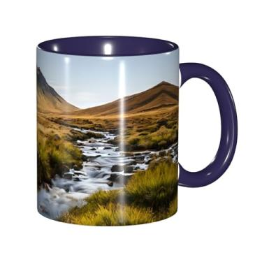 Imagem de Zeraoke Canecas de café criativas com estampa de cachoeira de montanha, personalizadas, presente para família, tamanho de 325 ml, unissex