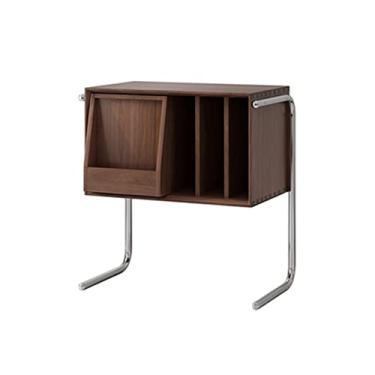 Imagem de LMJYU Suporte de revistas nórdico de madeira pequena armário de revistas simples mesa de centro mesa de cabeceira criativo armário de armazenamento organizador suporte de revistas