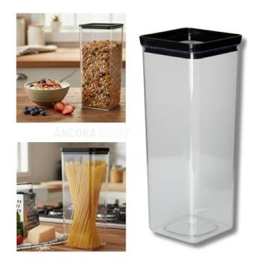 Imagem de Pote Hermético 3.500ml Lumini Paramount – Tampa Preta ou Transparente | Porta Mantimentos Alto para Massas, Cereais, Arroz, Feijão e Grãos (BLACK)