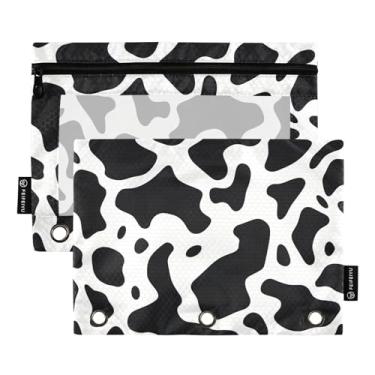 Imagem de Wassud Pacote com 2 pastas de fichário com listras pretas de vaca com 3 furos, pasta organizadora de arquivos para casa, escritório