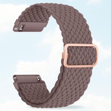Imagem de Pulseira esportiva de nylon trançado elástico de 20 mm e 22 mm, liberação rápida, ajustável, compatível com Samsung Fitbit, substituição confortável para homens e mulheres (roxo moky, 22 mm)