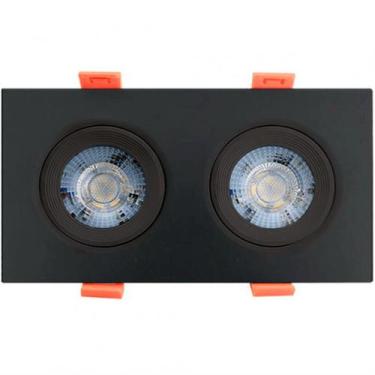 Imagem de Spot 10w Led Integrado Quadrado Duplo Preto Direcionável 6500k Bivolt 