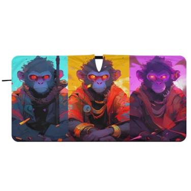 Imagem de CEBUGI Para-brisa de carro dobrável sombra de sol macaco janela de carro sombras guarda-chuva pára-brisa frontal para-sol para acessórios de carro legal carro refletivo bloqueador de sol, P