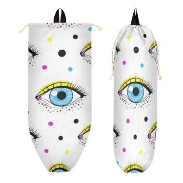 Imagem de xigua Suporte de parede para saco de plástico Blue Eyes com cordão, 1 pacote, organizador de sacolas de supermercado reutilizável para bolsas, meias, roupas íntimas e gravatas
