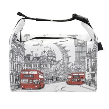 Imagem de STAYTOP Lancheira London Street Big Ben com fivela de alça, lancheira isolada para meninos e meninas, lancheira térmica para trabalho escolar