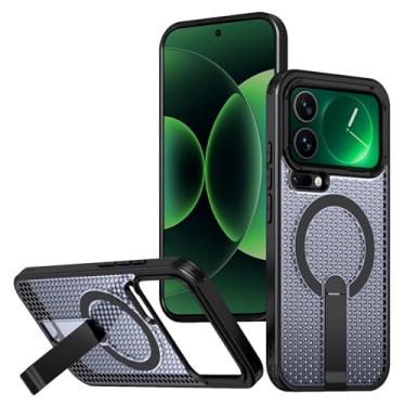 Imagem de LTLMYDAM Capa vazada para Xiaomi 17 Pro Max/17 Pro/17, capa magnética de dissipação de calor com suporte ajustável, capa ultrafina à prova de choque, preta, 17 Pro Max
