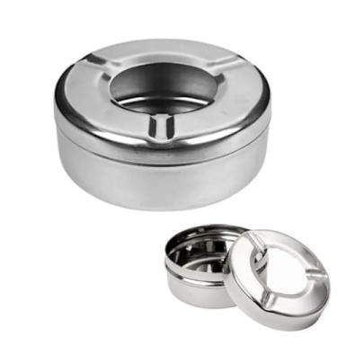 Imagem de Cinzeiro De Metal Com Tampa Giratória E Reservatório Grande