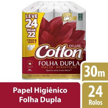 Imagem de Papel Higienico Cotton Folha Dupla 30m 24 Unidades