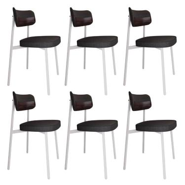 Imagem de Conjunto 6 Cadeiras de Jantar Tecido Mesclado Alloa Est. Branca