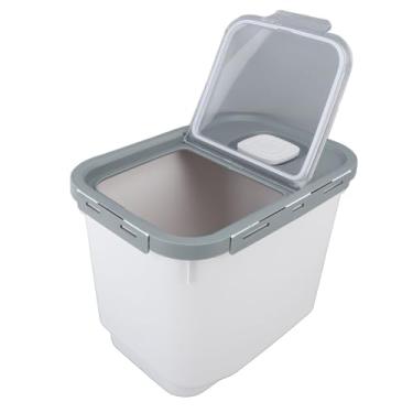 Imagem de Cryfokt Recipiente de Armazenamento de Arroz Hermético Durável Grande Capacidade para Cozinha Doméstica PP PET Silicone Transparente 12,99 X 9,06 X 9,84 pol. (Branco)