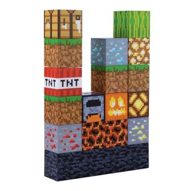 Imagem de Minecraft Block Building Light 16 blocos de luz rearranjáveis e base rochosa Minecraft acessórios para quarto lâmpada luz noturna
