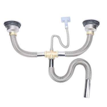 Imagem de Asixxsix Kitchen Sink Downpipe Fittings, 1,54in S Shaped Stainless Steel Sink Drain Pipe Kit with Silicon Sealing, Flexible Drain Pipe for Kitchen, Bathroom, Washroom