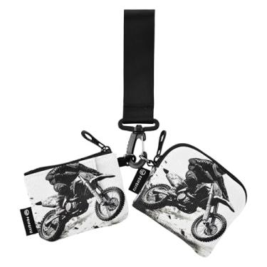 Imagem de Carteira feminina com estampa de gatos fofos em flores, bolsa dupla destacável, porta-chaves, porta-chaves, a Guy Riding a Dirt Bike, one size