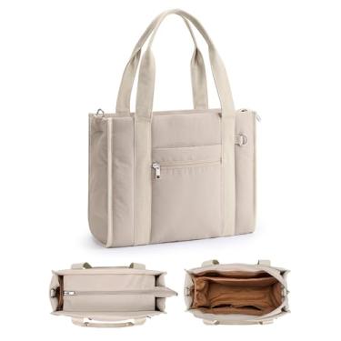 Imagem de Fancy Forest Sacola acolchoada estruturada para mulheres, bolsa transversal leve e anti-ponta, RFID e manga de bagagem, bolsa de viagem para trabalho, Camelo, Medium