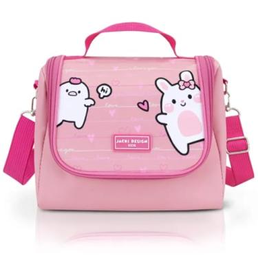 Imagem de Lancheira Térmica Infantil Jacki Design Amiguinhos - 4.752ml com Elástico Interno para Garrafa e Alças Ajustáveis (Rosa Coelho)