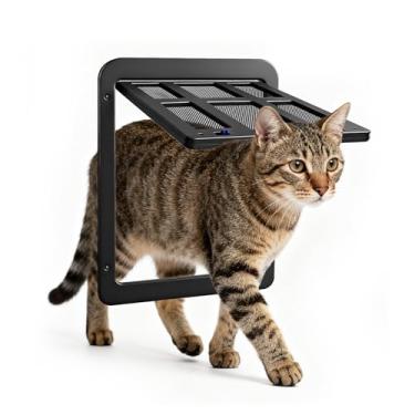 Imagem de Namsan Porta de tela magnética de fechamento automático para gatos e cães pequenos, porta de passagem para animais de estimação pequenos de 21 x 26 cm para portas deslizantes/janelas, preto - fácil