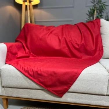 Imagem de Manta Sued Aveludada para Sofá - Toque Macio e Luxuoso, Decorativa e Aconchegante, Ideal para Salas e Quartos(Vermelho,6 Lugares)