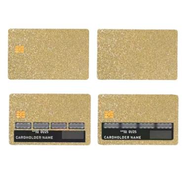 Imagem de Kiorevy 4 peças de capa dourada ultra brilhante para cartão de crédito de débito à prova d'água removível capa para cartões