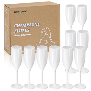 Imagem de XUWAIDSGN Taças de champanhe de acrílico para flauta de champanhe, taças de champanhe, torradas, taças de champanhe, reutilizáveis, inquebráveis, para despedida de solteira, casamento, chá de noiva