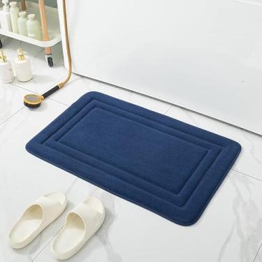 Imagem de 1 peça, tapete de banheiro com isolamento de resfriamento, tapete de lã coral absorvente de água, resistente à sujeira e fácil de manter tapete de porta de banheiro, azul marinho, (50 x 81 cm)