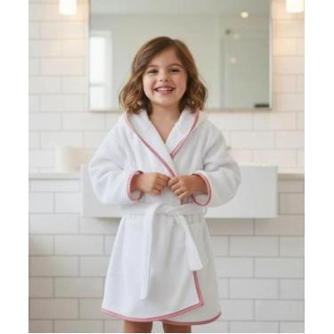 Imagem de Roupão de Banho Praia e Piscina Infantil c Capuz Manga Longa Menina e 