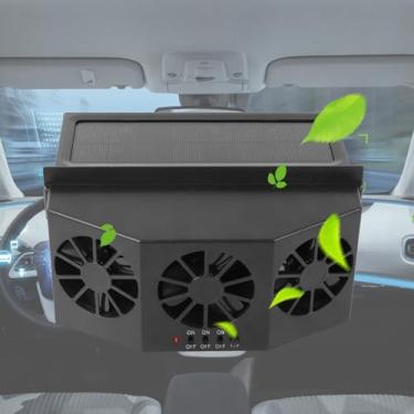 Imagem de Ventilador de Carro Portátil com Energia Solar Três Ventiladores Ar Automotivo para Resfriamento Exaustão Rápida Remoção Odor Baixo Decibel