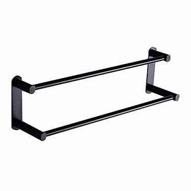 Imagem de Prateleira simples, suporte de toalha, 41 cm/41.0 cm / 41.0 cm barra de toalha de alumínio espaço preto, prateleira fixa autoadesiva, toalheiro montado na parede no vaso sanitário, banheiro ou kit