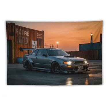 Imagem de HouLaiZhe JDM Tapeçaria de carro modificação cais esportes Jdm R32 decoração de parede decoração de casa tapeçarias estética piquenique decoração de parede arte de parede para dormitório sala de estar