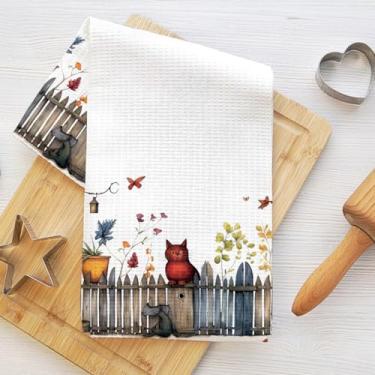 Imagem de Toalhas de cozinha de gato fofo, toalhas de prato de microfibra de flores para secar pratos, panos de cozinha macios absorventes para pratos, toalha de mão para banheiro, sala de estar, presentes de