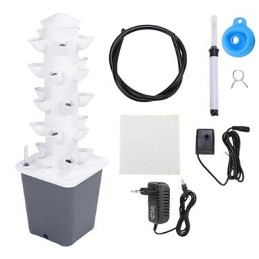 Imagem de de cultivo hidropônico Torre Jardim vertical interno Mini coluna de 25 furos para engenharia escolar em casa Material ABS Capacidade do recipiente de água 10L (Plugue UE)