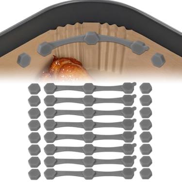 Imagem de Fukaisu 8 peças de tiras de silicone para fritadeira a ar e 16 fivelas magnéticas de alta temperatura, forros de papel manteiga seguros para evitar queimaduras e riscos de incêndio, serve para todos