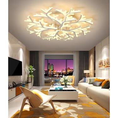 Imagem de Luminária de teto para sala de estar com controle remoto por aplicativo, lâmpada de teto LED dimerizável, luminária pendente Dendrite de design moderno para sala de estar, quarto e escritóri