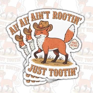 Imagem de 3 peças Ain't Rootin Just Tootin adesivo engraçado cowboy raposa humor ocidental decalque de vinil bonito design animal para laptop, garrafa de água, caderno, carro, janela, capacete, 3 polegadas