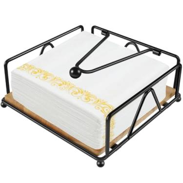 Imagem de ZFLYCANP Porta-guardanapos para mesas, porta-guardanapos de coquetel plano, dispensador de guardanapo quadrado, design de papel prensado prático portátil, fácil de limpar para cozinha, mesa de jantar