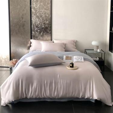 Imagem de Conjunto de cama bordado em rayon e seda em cores sortidas, com edredom macio e sedoso, ideal para camas de solteiro e casal, na cor rosa, 1,8 m, conjunto de 4 peças.