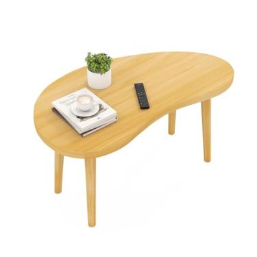 Imagem de Funecy Mesa de centro baixa com pernas resistentes de madeira maciça, mesa de chão para sentar no chão, armazenamento e móveis de sala de estar (manga natural)