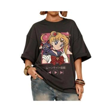 Imagem de Camiseta Unissex Oversized Com Estampa De Sailor Moon, Manga Curta, Ca
