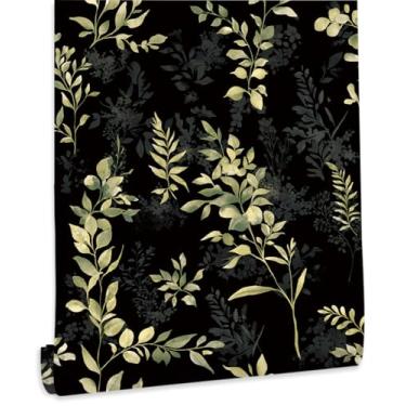 Imagem de Papel de parede para descascar e colar da floresta negra, papel de contato à prova d'água caprichoso para armário e gaveta, decoração de parede amigável ao locatário da floresta de samambaia